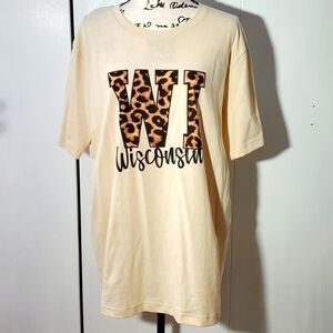 Bella Canvas- Womens Leopard Wisconsin Short-sleeved Graphic Shirt New! Sz.1X